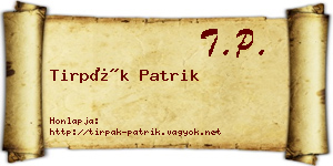 Tirpák Patrik névjegykártya